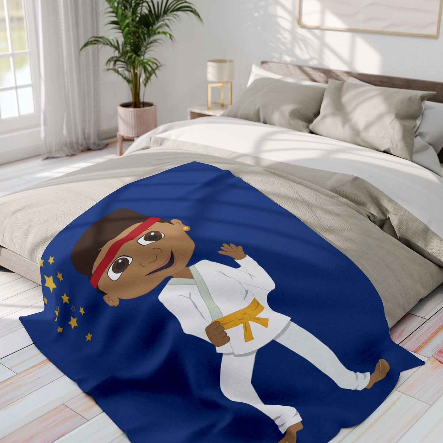 Martial Arts Master Fleece Blanket – Fun Karate Boy Design