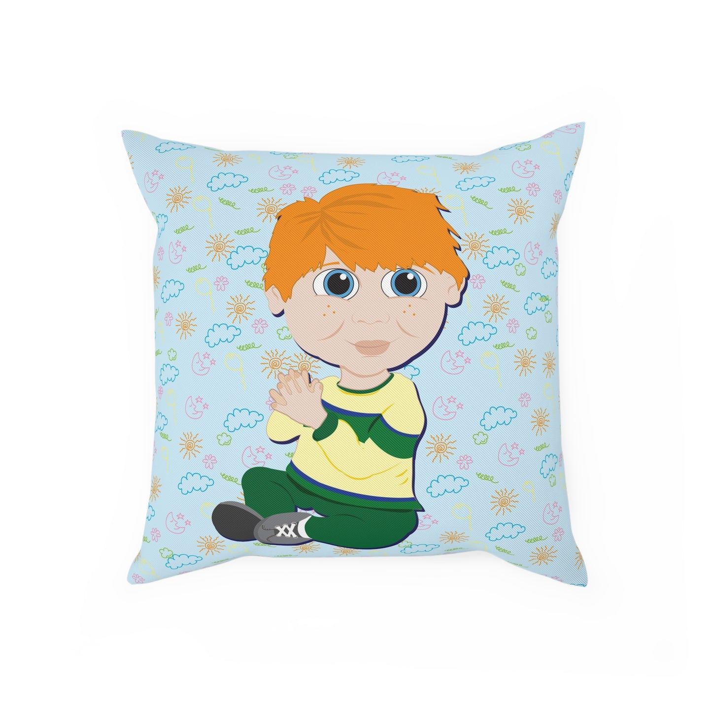 Red Hair Boy Square Cushion