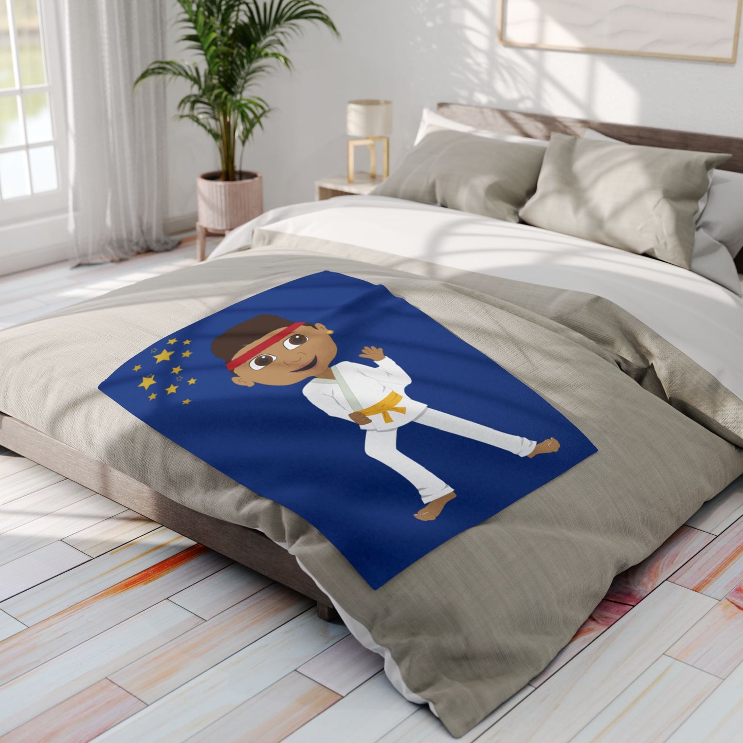 Martial Arts Master Fleece Blanket – Fun Karate Boy Design
