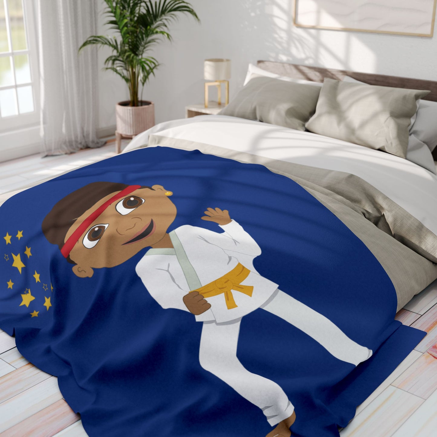 Martial Arts Master Fleece Blanket – Fun Karate Boy Design