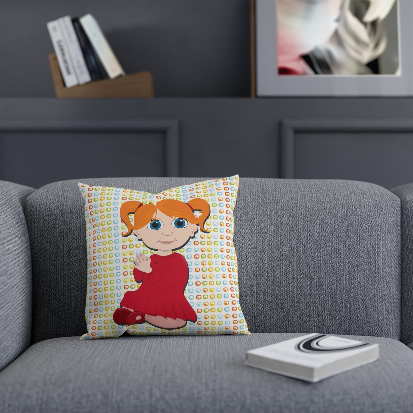 Red Hair Girl Square Cushion