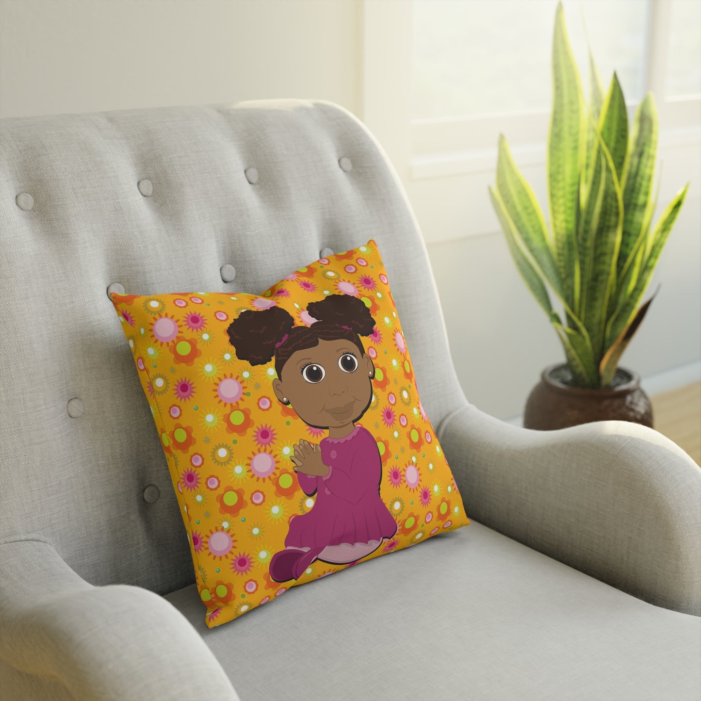 Afro Puffs Square Cushion