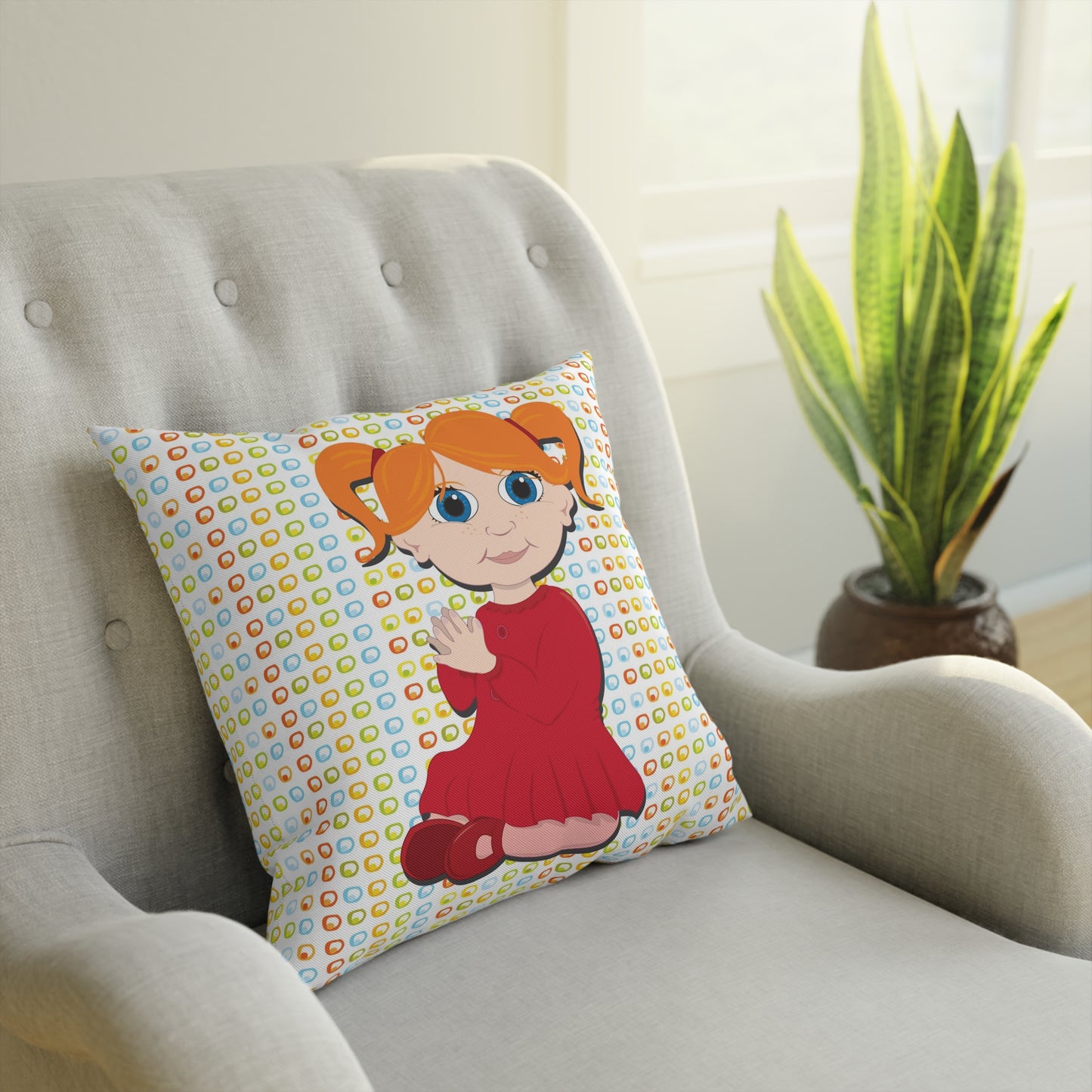 Red Hair Girl Square Cushion