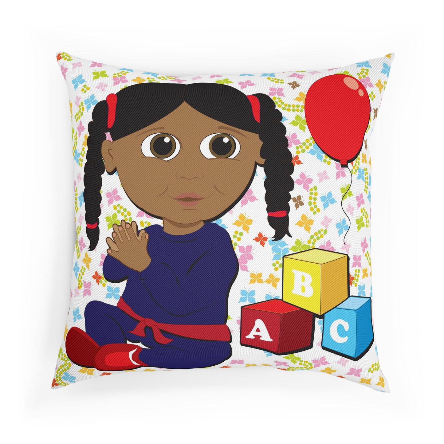 Ponytail Black Girl Square Cushion