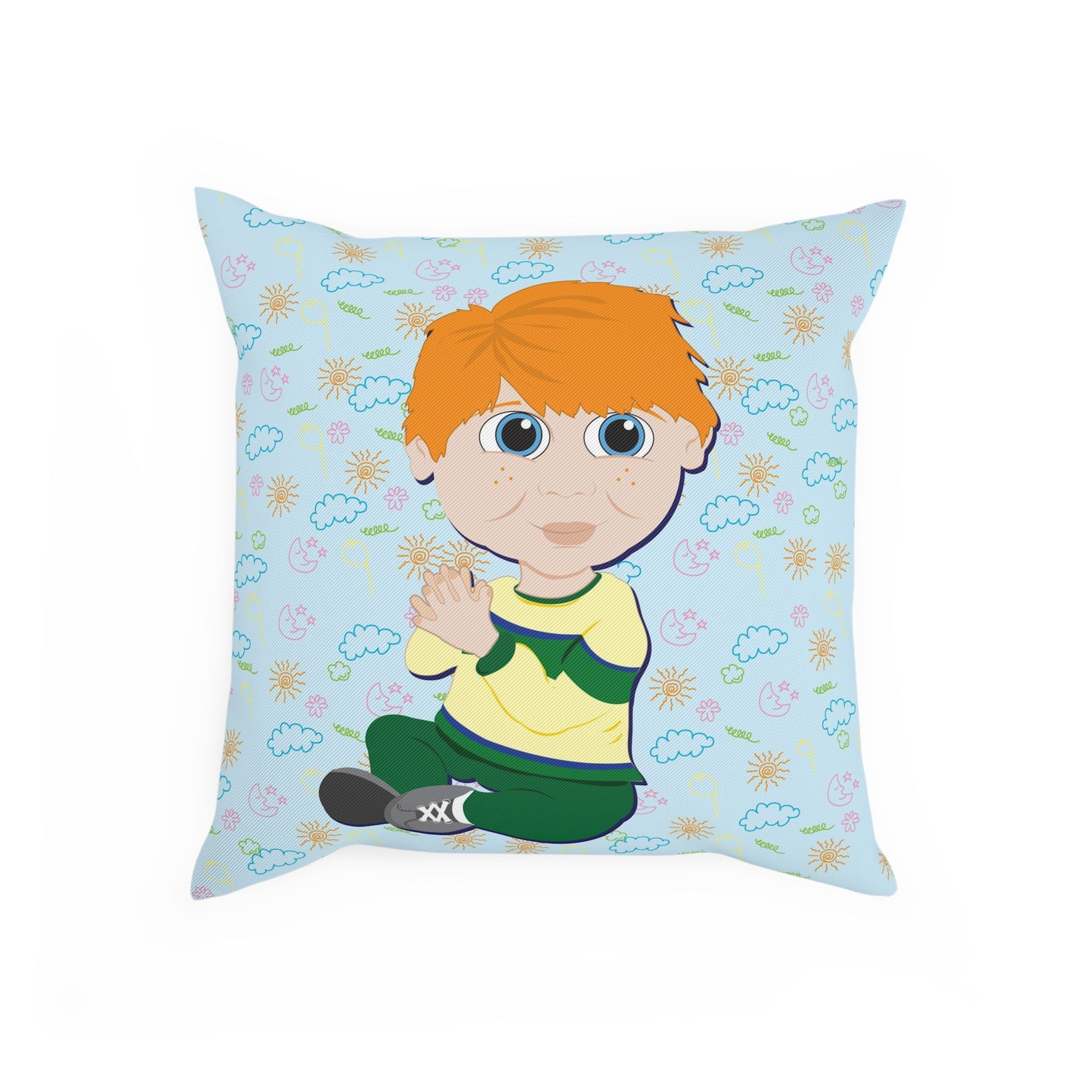 Red Hair Boy Square Cushion