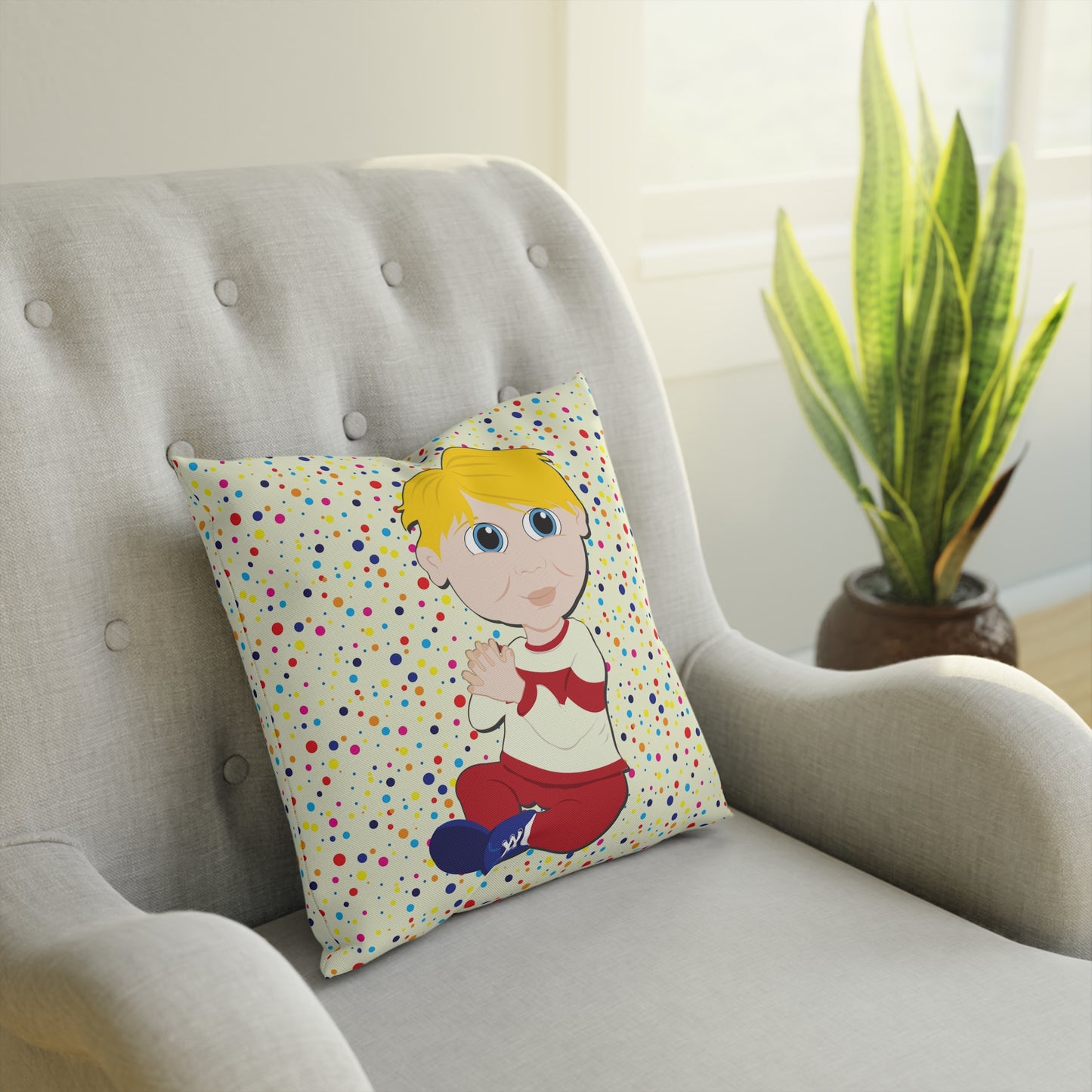 Blond Boy Square Cushion