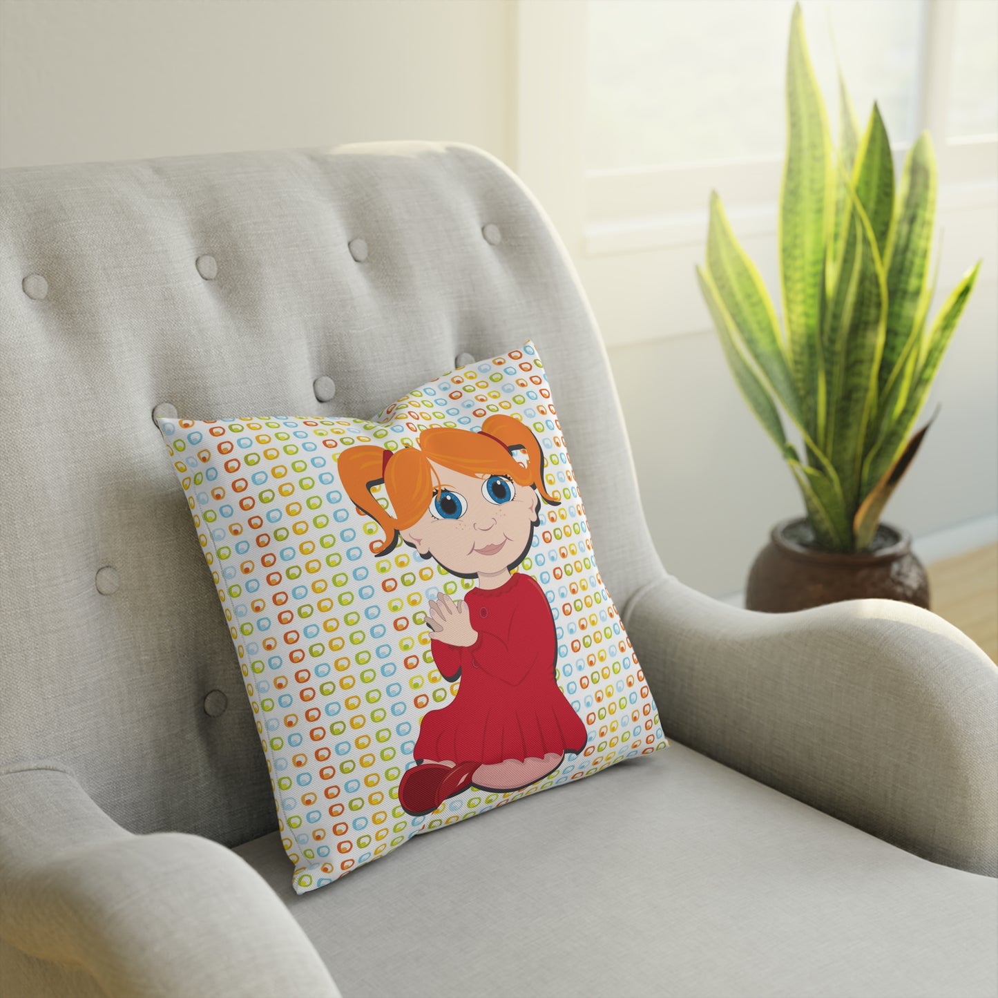 Red Hair Girl Square Cushion