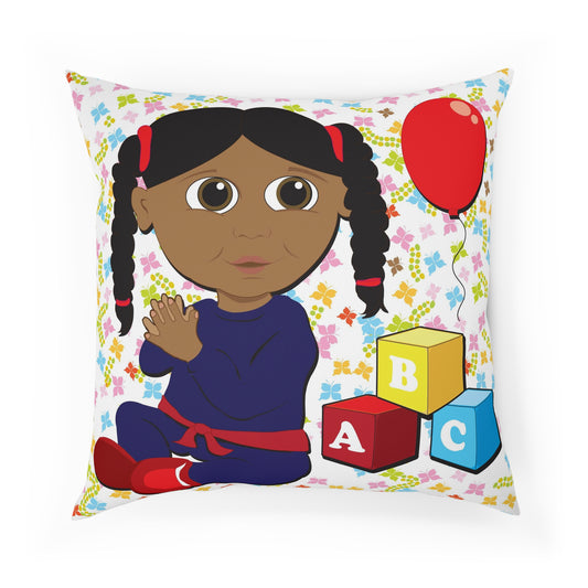 Ponytail Black Girl Square Cushion