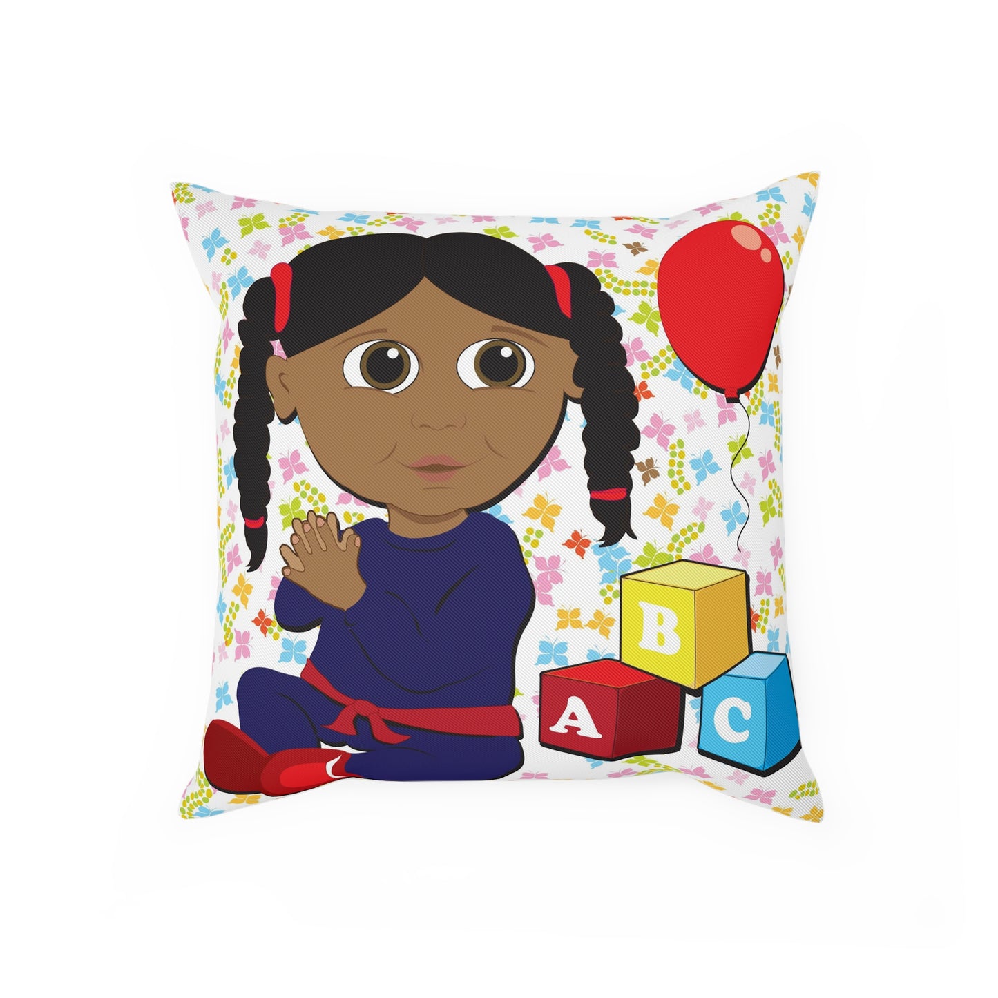 Ponytail Black Girl Square Cushion