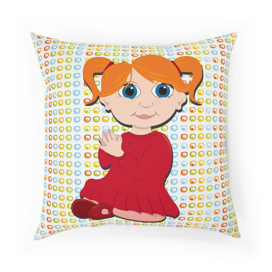 Red Hair Girl Square Cushion