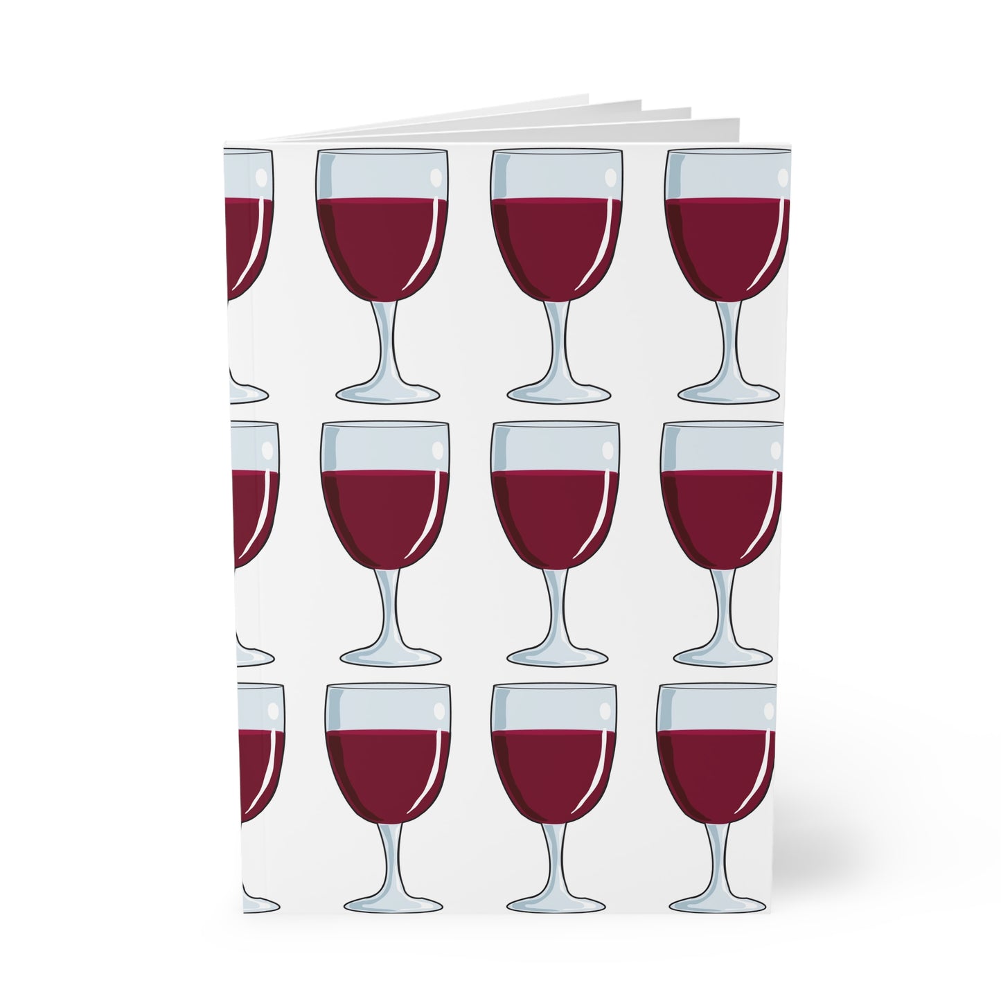 Wine Glass Print Softcover Notebook, Size A5 (Lined Pages)