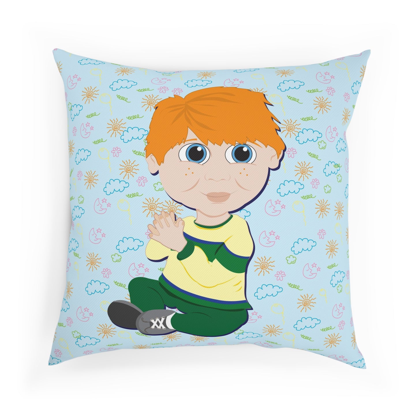 Red Hair Boy Square Cushion