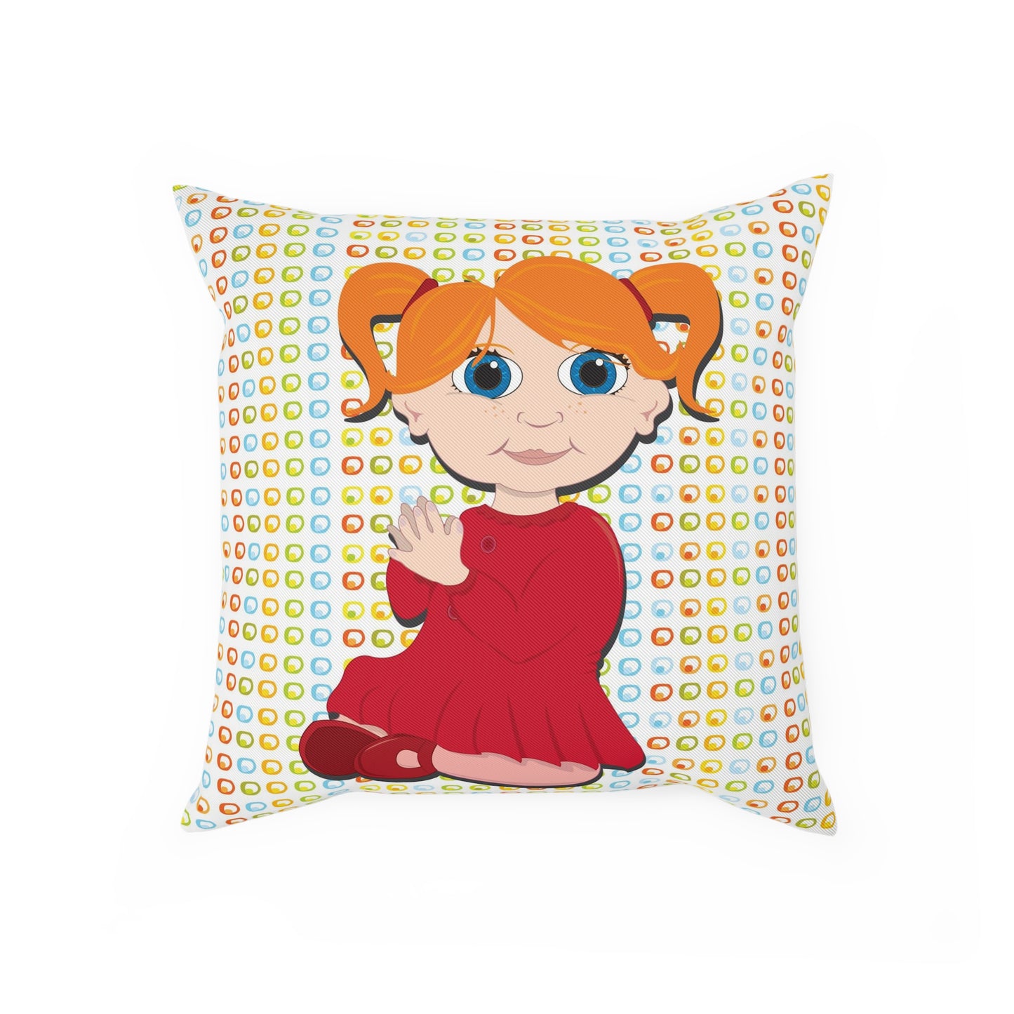 Red Hair Girl Square Cushion