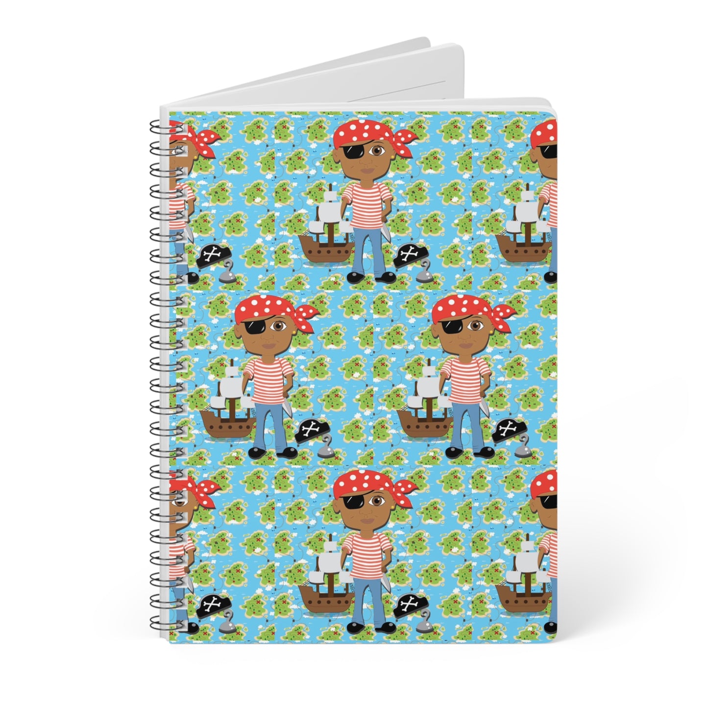 Pirate Themed. Ahoy, Me Hearties! Wirobound Softcover Notebook, Size A5