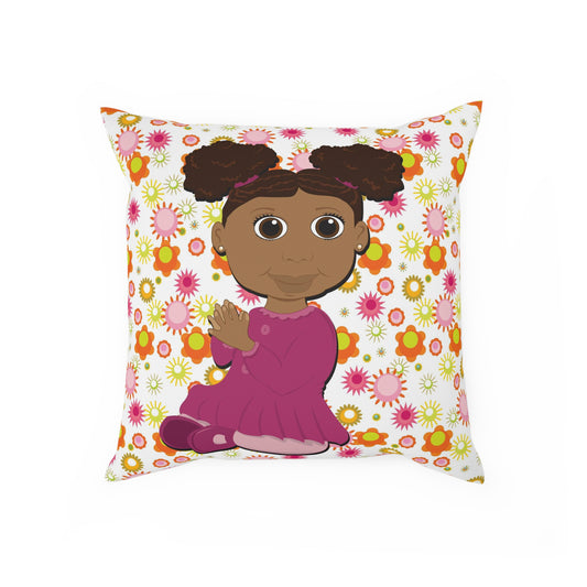 Black Girl Afro Puffs Square Cushion