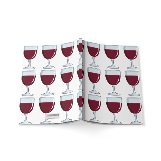 Wine Glass Print Softcover Notebook, Size A5 (Lined Pages)