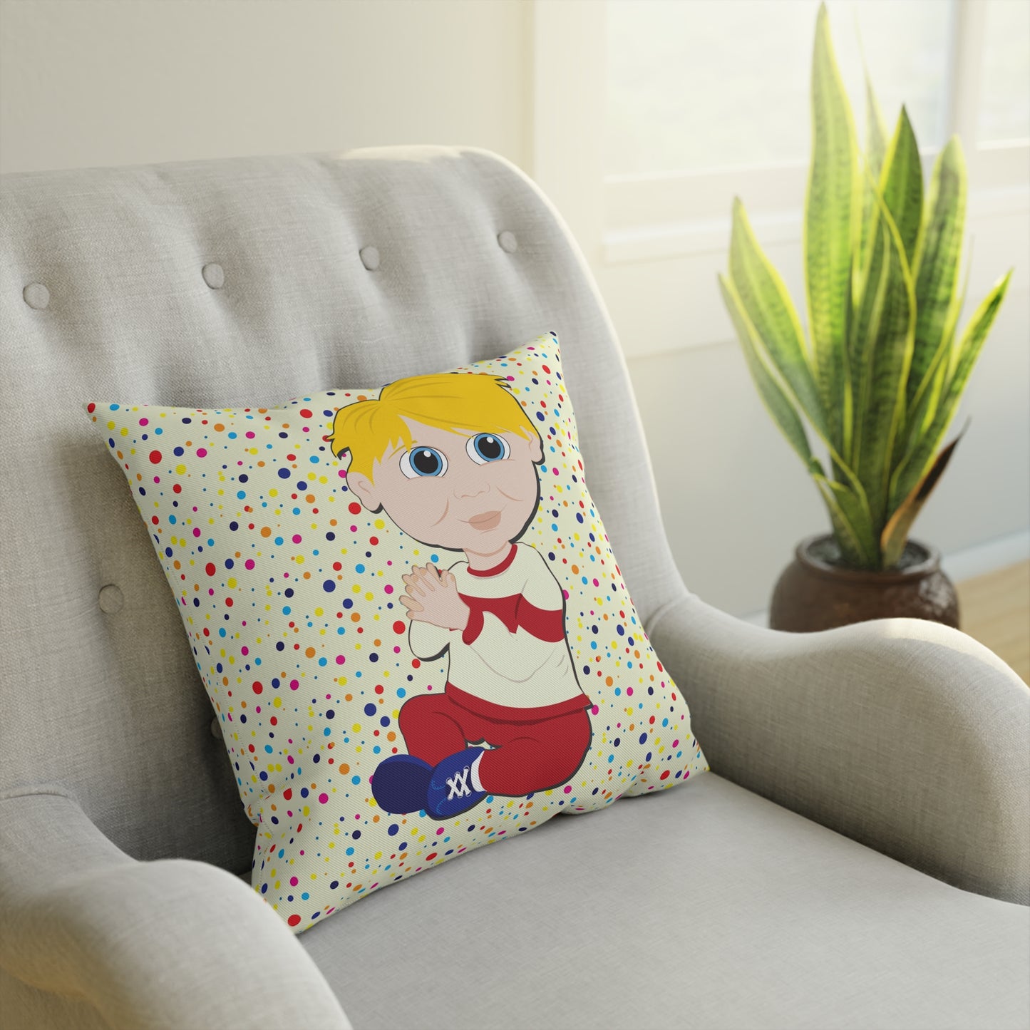 Blond Boy Square Cushion