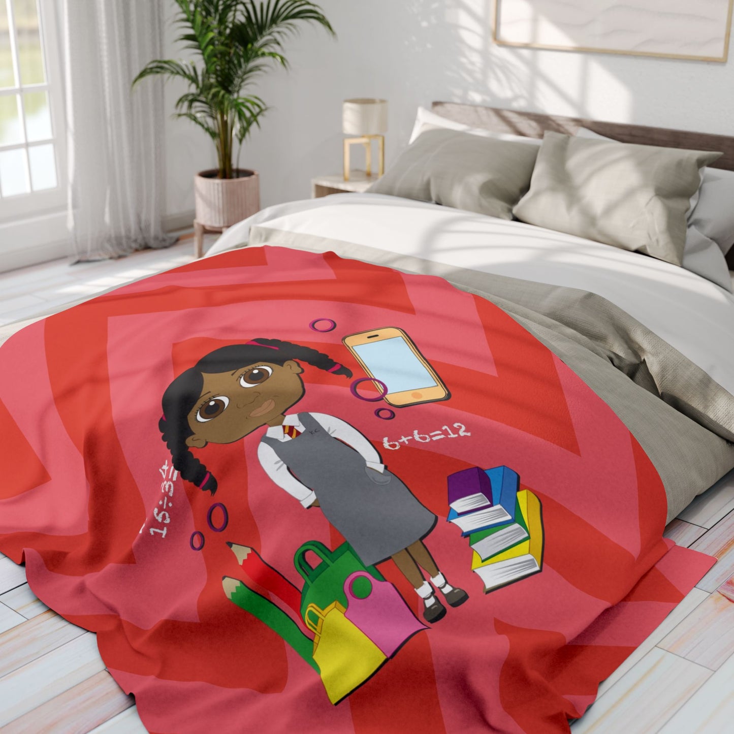 Cheeky School Girl Fleece Blanket – Playful & Stylish Design