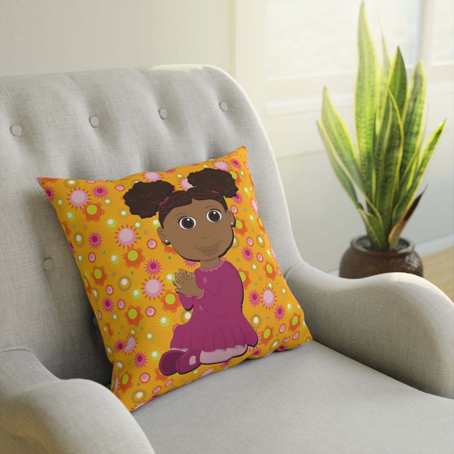 Afro Puffs Square Cushion