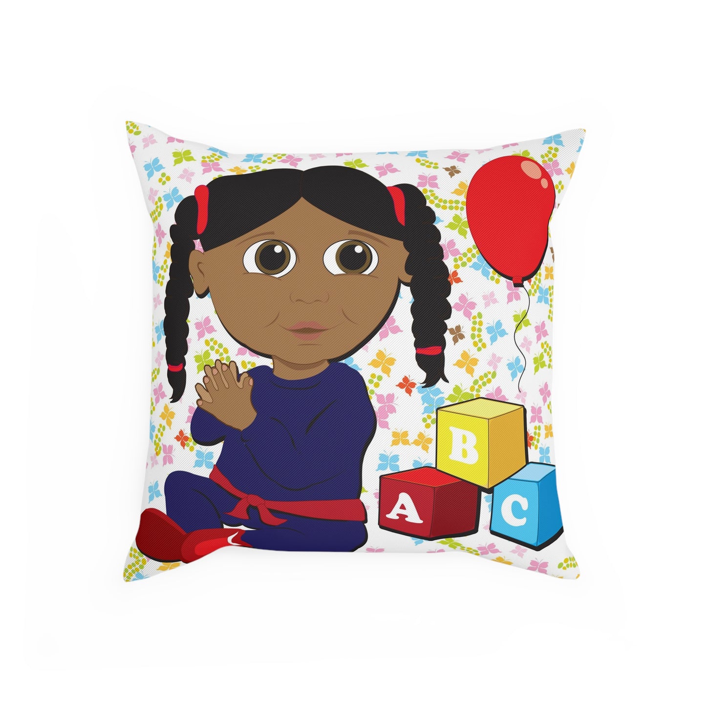 Ponytail Black Girl Square Cushion