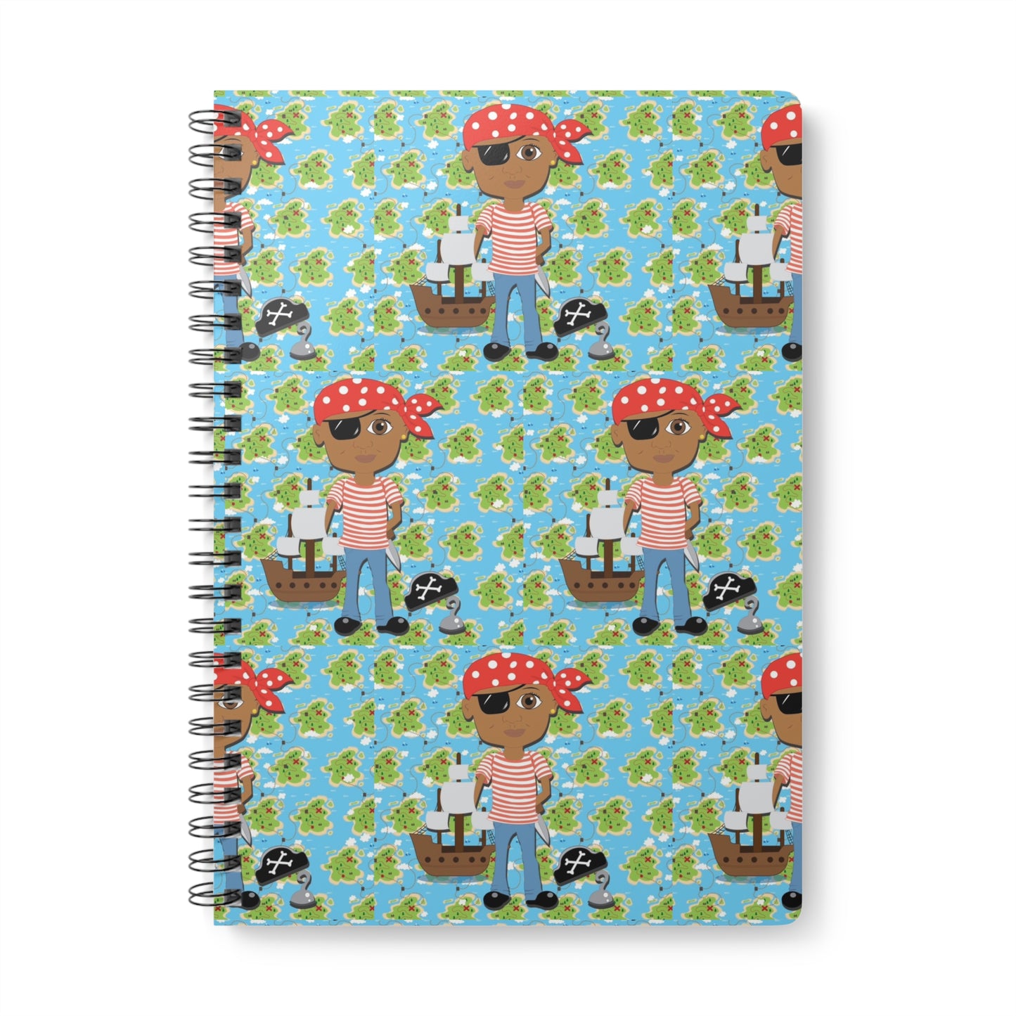 Pirate Themed. Ahoy, Me Hearties! Wirobound Softcover Notebook, Size A5