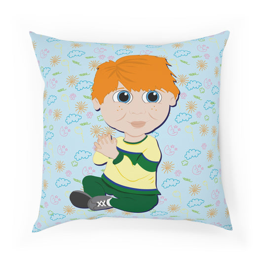 Red Hair Boy Square Cushion