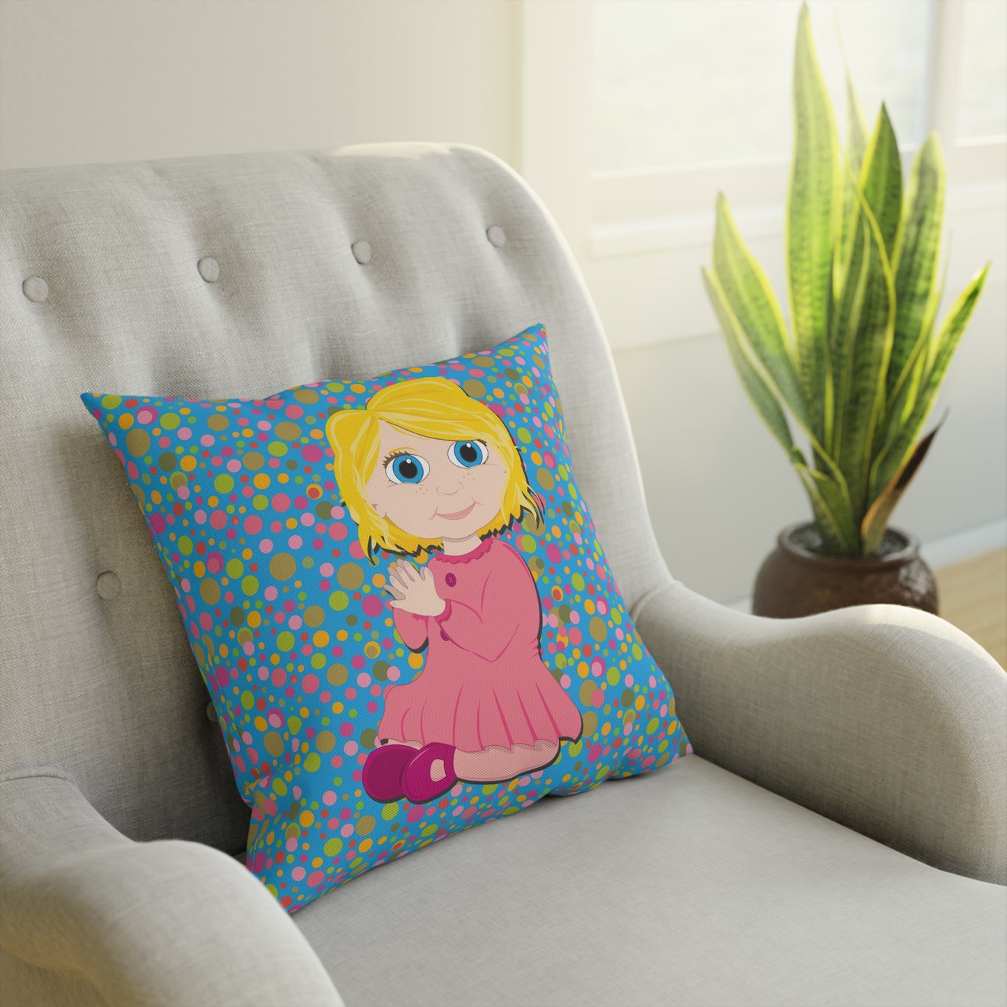 Blond Girl Square Cushion