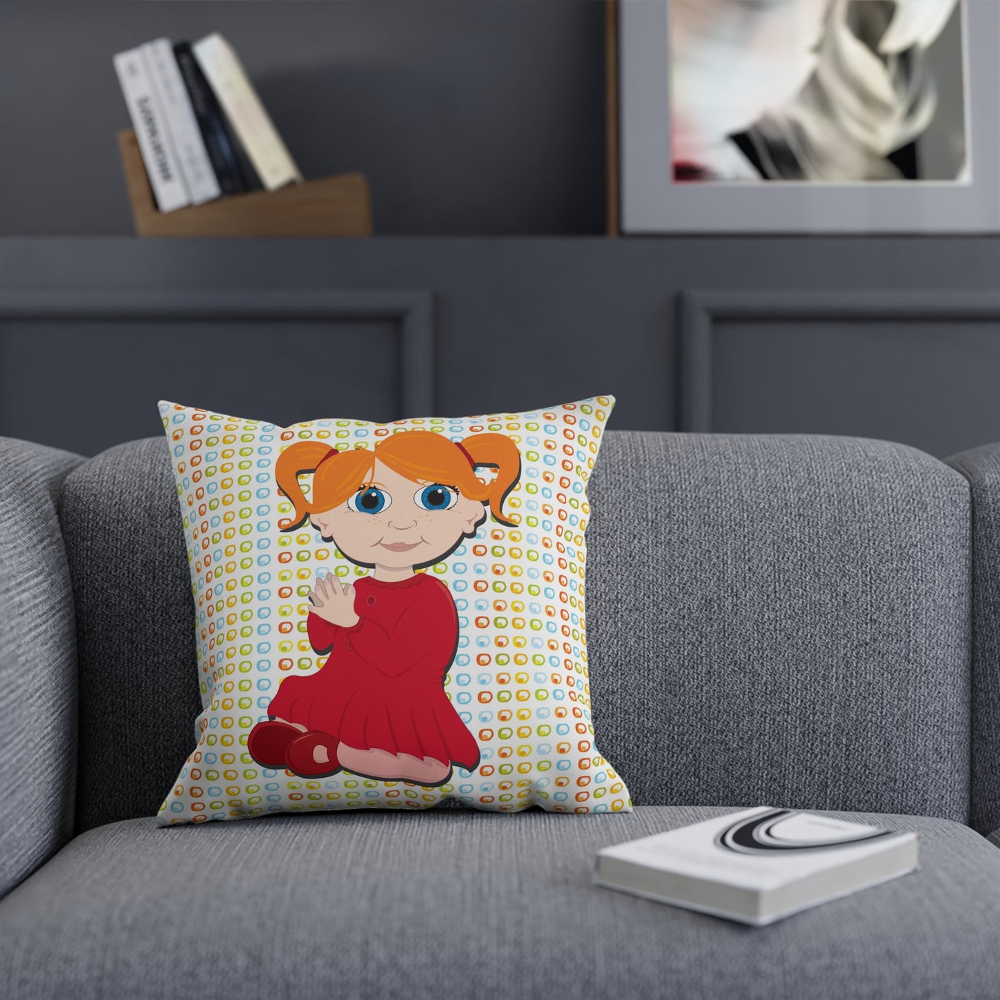 Red Hair Girl Square Cushion