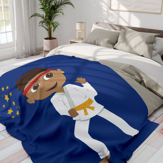 Martial Arts Master Fleece Blanket – Fun Karate Boy Design