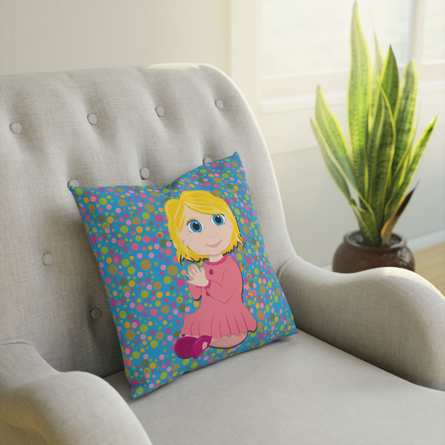 Blond Girl Square Cushion